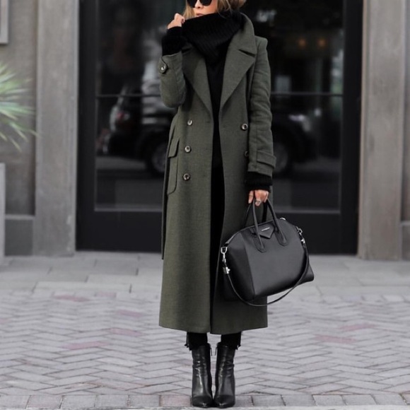 green maxi coat